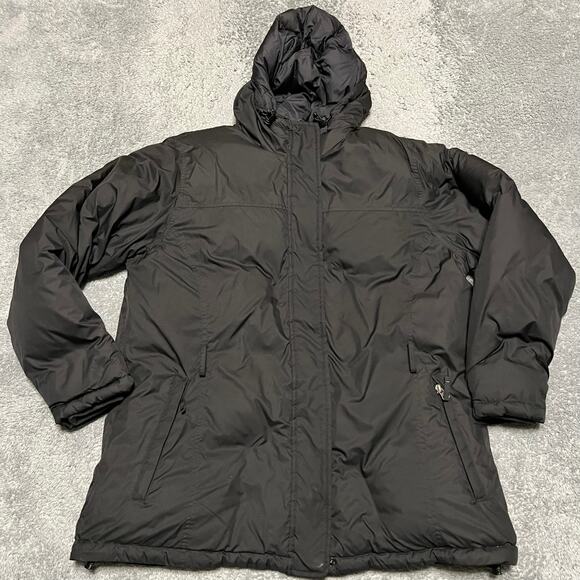 Lands End Coat Womens Large Petite Black Down Hooded Winter Jacket - Picture 1 of 8